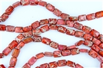 14x10mm Aqua Terra Jasper Gemstone Puffed Rectangle Beads - Light Red