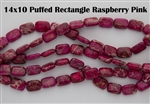 14x10mm Aqua Terra Jasper Gemstone Puffed Rectangle Beads - Raspberry Pink