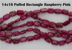 14x10mm Aqua Terra Jasper Gemstone Puffed Rectangle Beads - Raspberry Pink