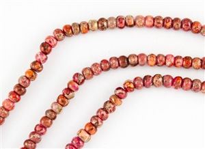 6x4mm Aqua Terra Jasper Gemstone Rondelle Beads - Light Red