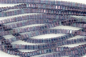 CzechMates 3x6mm Bricks Czech Glass Beads - Transparent Amethyst Luster B6