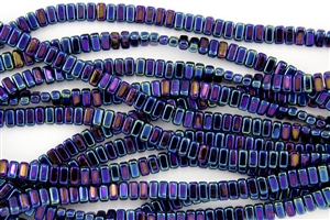 CzechMates 3x6mm Bricks Czech Glass Beads - Iris Blue Metallic B14