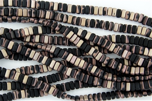 CzechMates 3x6mm Bricks Czech Glass Beads - Jet Apollo Matte B19