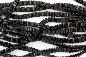 CzechMates 3x6mm Bricks Czech Glass Beads - Jet Black Opaque B20