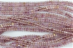 CzechMates 3x6mm Bricks Czech Glass Beads - Transparent Pink Topaz Luster B22