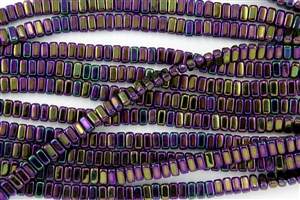 CzechMates 3x6mm Bricks Czech Glass Beads - Iris Purple Metallic B27