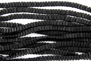 CzechMates 3x6mm Bricks Czech Glass Beads - Jet Black Matte B28