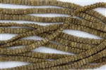 CzechMates 3x6mm Bricks Czech Glass Beads - Lt Beige Copper Picasso B30