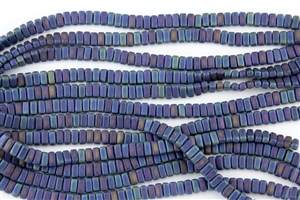 CzechMates 3x6mm Bricks Czech Glass Beads - Iris Blue Metallic Matte B43