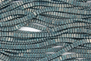 CzechMates 3x6mm Bricks Czech Glass Beads - Persian Turquoise Moon Dust B44