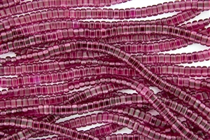 CzechMates 3x6mm Bricks Czech Glass Beads - Transparent Fuchsia B115