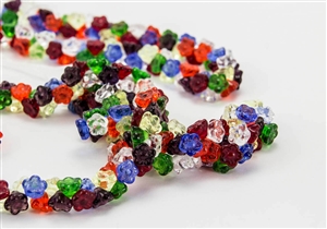 7mm Czech Button Style Flower Beads - Transparent Mix #BF151