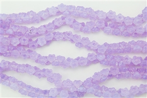 7mm Czech Button Style Flower Beads - Milky Lavender