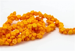 7mm Czech Button Style Flower Beads - Opaque Dark Sunflower Yellow