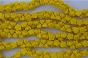 7mm Czech Button Style Flower Beads - Opaque Sunflower Yellow