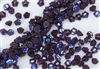 7mm Czech Button Style Flower Beads - Dark Amethyst AB #BF70