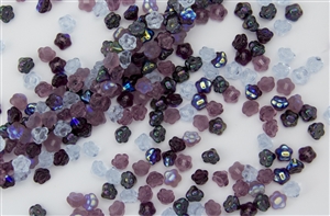 7mm Czech Button Style Flower Beads - Purple Lilac Mix #BF78