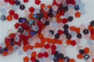 7mm Czech Button Style Flower Beads - Melonberry Mix #BF117