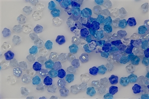 7mm Czech Button Style Flower Beads - Caribbean Blue Mix #BF122