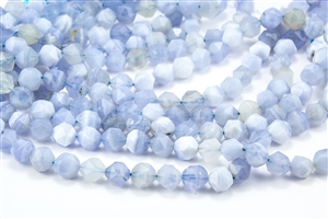 9mm Natural Chalcedony Blue Lace Agate Faceted Nugget Beads