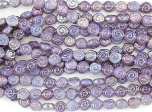 9x8mm Baby Snail Czech Glass Beads - Purple Opal AB