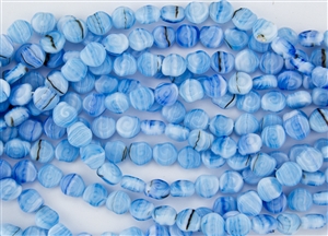 9x8mm Baby Snail Czech Glass Beads - Sky Blue Agate