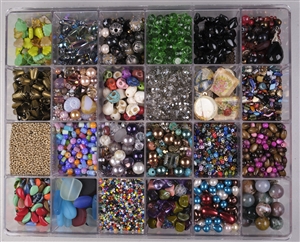 5+ POUNDS - 24 Compartment Assorted Czech, Japanese, Gemstone, Glass, Wood, Seed Bead MEGA Lot #1