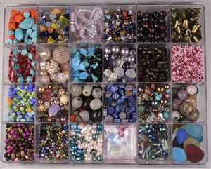 4+ POUNDS - 24 Compartment Assorted Czech, Japanese, Gemstone, Glass, Wood, Seed Bead MEGA Lot #4
