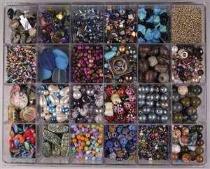 5+ POUNDS - 24 Compartment Assorted Czech, Japanese, Gemstone, Glass, Wood, Seed Bead MEGA Lot #6