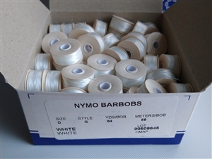 80 Count Box - Nylon Nymo Beading Thread - 64 Yard Bobbins Size D - WHITE