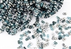 3x6mm Etched Farfalle Czech Glass Beads - Aqua Silver