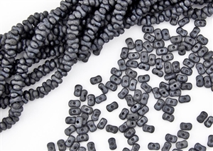 3x6mm Etched Farfalle Czech Glass Beads - Charcoal