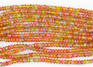 3x2mm Czech Glass Beads Faceted Rondelles - Tutti Frutti AB