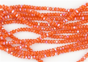 3x2mm Czech Glass Beads Faceted Rondelles - Orange Opal AB
