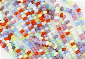 5x3mm Czech Glass Beads Faceted Rondelles - Opalite Mix