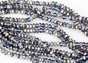 5x3mm Czech Glass Beads Faceted Rondelles - Crystal Bermuda Blue