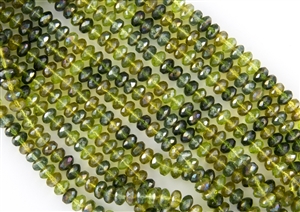 7x5mm Czech Glass Beads Faceted Rondelles - Olive Celsian Mix