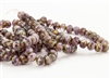 7x5mm Czech Glass Beads Faceted Rondelles - Purple Shades Picasso