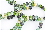 8x6mm Czech Glass Beads Faceted Rondelles - Aqua Travertine Picasso Mix