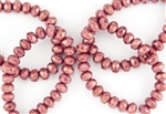8x6mm Czech Glass Beads Faceted Rondelles - Coral Pink Picasso Luster