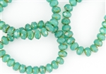 8x6mm Czech Glass Beads Faceted Rondelles - Milky Opalite Green Aqua