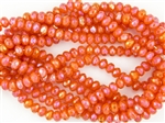 8x6mm Czech Glass Beads Faceted Rondelles - Orange Opal AB