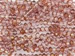 8x6mm Czech Glass Beads Faceted Rondelles - Half Peach Lumi