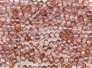 8x6mm Czech Glass Beads Faceted Rondelles - Half Peach Lumi