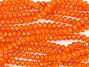8x6mm Czech Glass Beads Faceted Rondelles - Orange Opal