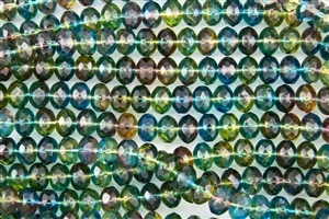 8x6mm Czech Glass Beads Faceted Rondelles - Light Topaz Amethyst Aqua