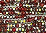 8x6mm Czech Glass Beads Faceted Rondelles - Black Diamond Ruby Vitral