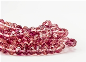 8x6mm Czech Glass Beads Faceted Rondelles - Pink Fuchsia