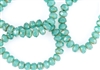 8x6mm Czech Glass Beads Faceted Rondelles - Milky Opalite Mint