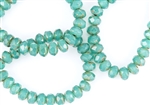 8x6mm Czech Glass Beads Faceted Rondelles - Milky Opalite Mint